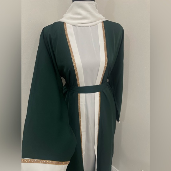 Beautiful Dark Emerald Green 4 Pc Abaya/Kimono - Picture 7 of 7